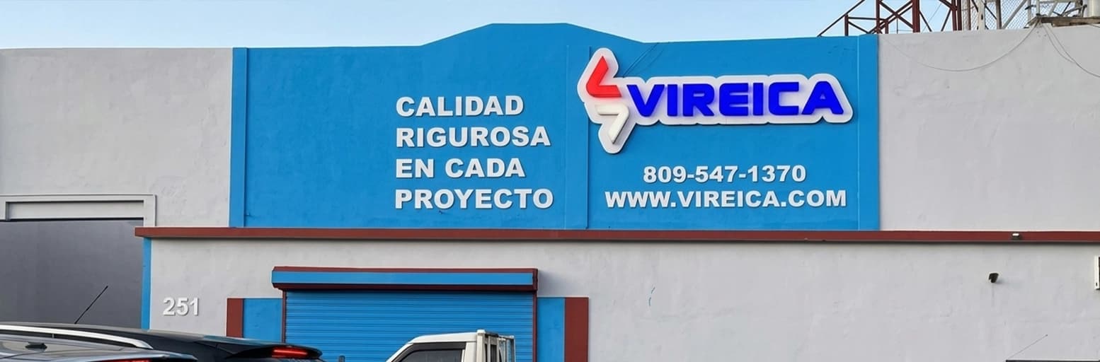 Letrero corpóreo acrílico 3D con iluminación LED para VIREICA en Santo Domingo — Rosario Graphics